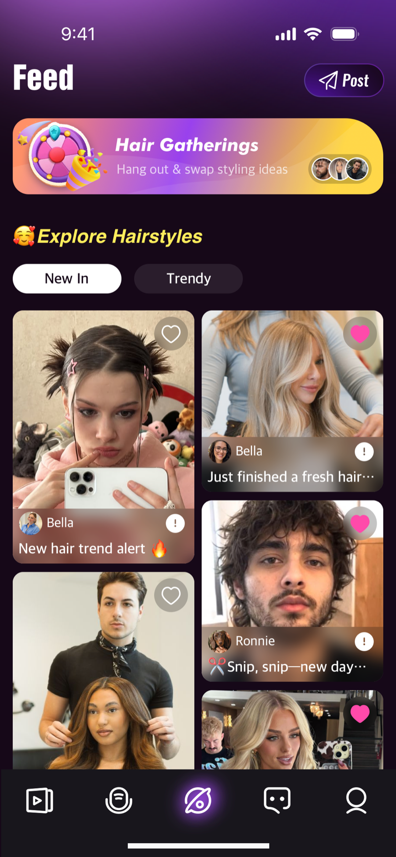Comee Explore feed with hair inspiration posts