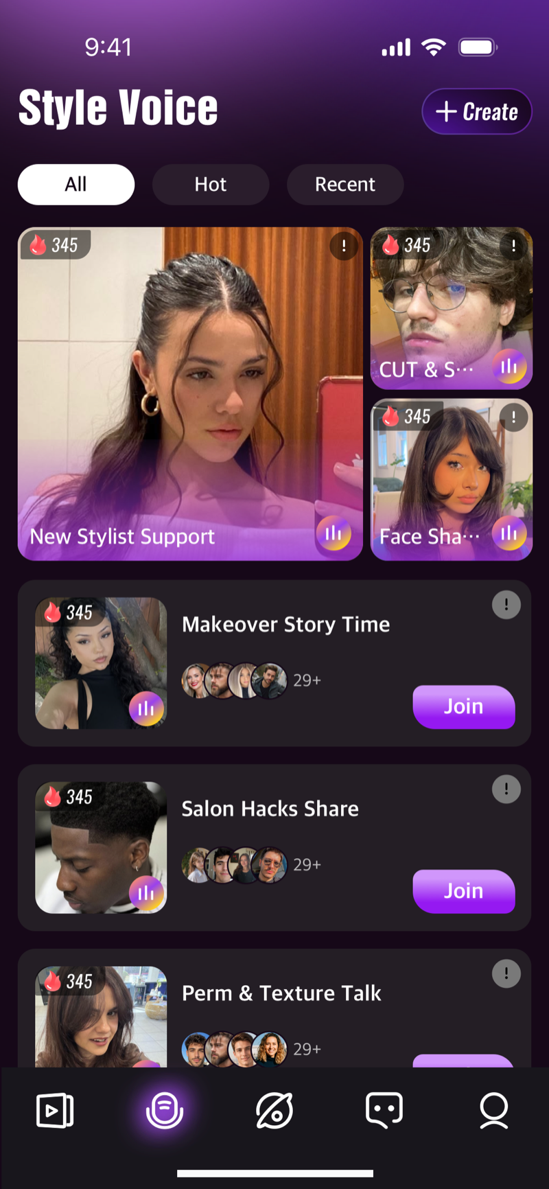 Comee Style Voice mobile screen